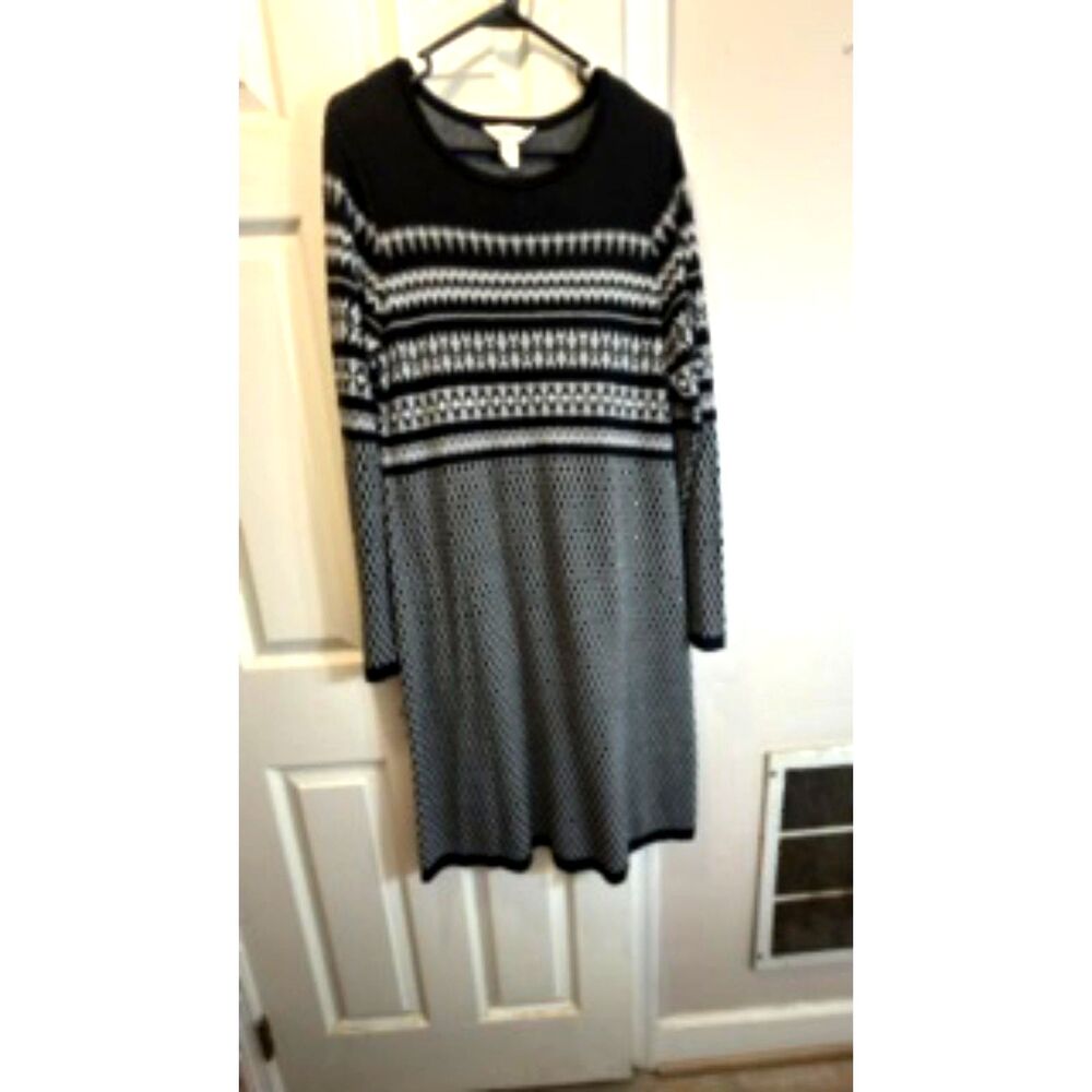 Christopher & Banks Fair Isle Knit Long Sleeve Sweater Dress Size Large